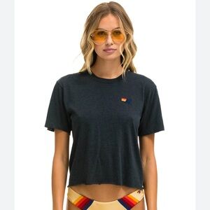 Aviator Nation Charcoal Tee with Colorful Logo